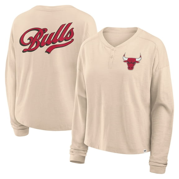 Women's-Fanatics Natural Chicago Bulls Boxed Out Drop Fashion Long Sleeve T-Shirt