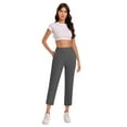 thumbnail image 6 of YanHoo Capri Pants for Women Wide Leg Yoga Dress Cropped Pants Capri Leggings Tummy Control Workout Casual Summer Pants with Pockets Dark Gray,XXL, 6 of 7