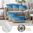 thumbnail image 3 of 2 Pack Outdoor Waterproof Throw Pillows, Watercolor Ocean Blue Foamy Wave Decorative Square Pillow Case Patio Pillows for Chair Couch Sofa 16x16in, 3 of 9