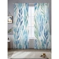 thumbnail image 2 of Blue Green Leaf Sheer Curtains 84 Inch Length 2 Panels Set, Summer Vintage Watercolor Plant Voile Window Treatment Rod Pocket Curtains Sheers Drapes for Bedroom/Living Room/Kitchen 52"x84"x2, 2 of 7