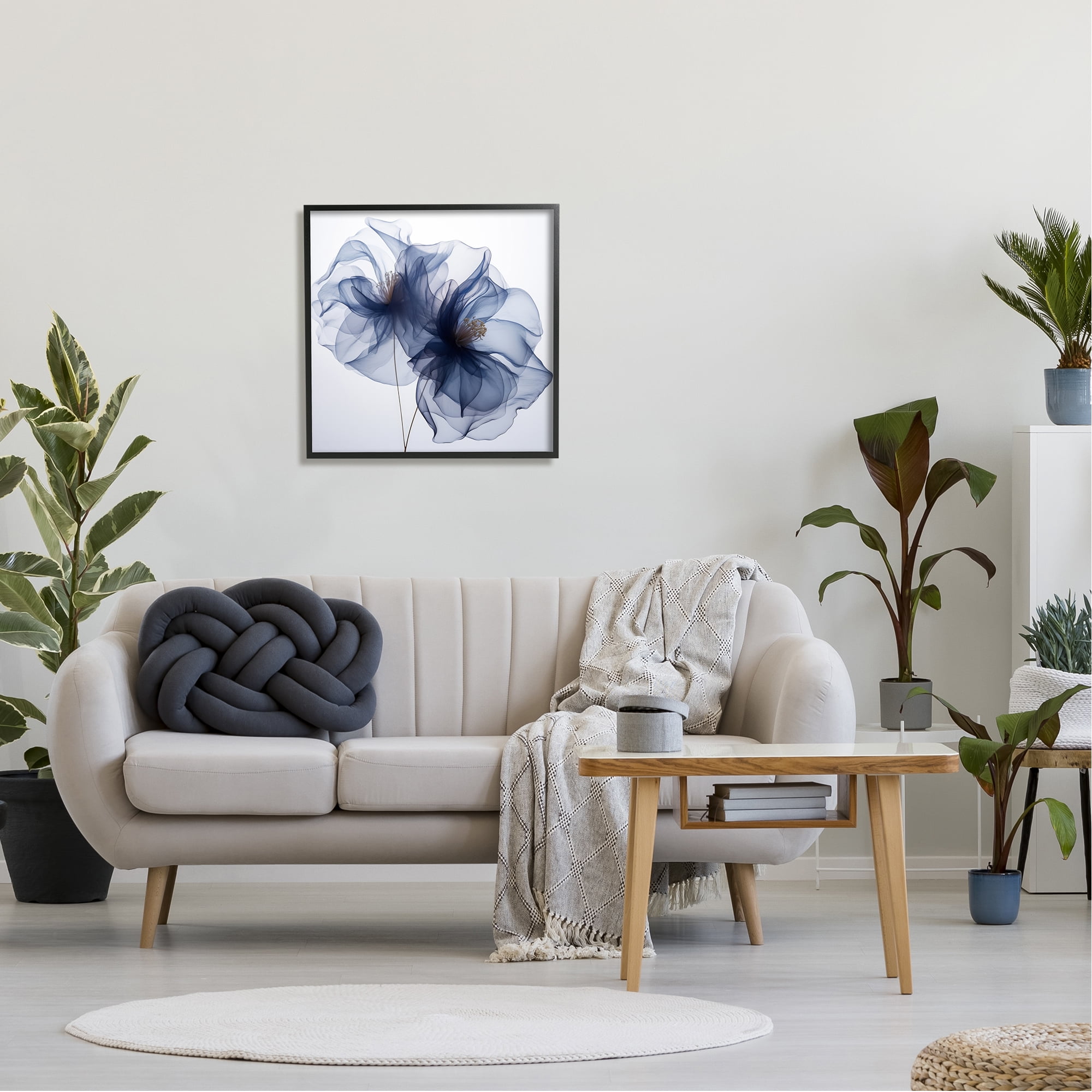 Stupell Industries Blue Modern Bloom Botanical & Floral Photography Black Framed Art Print Wall Art, 24 x 24