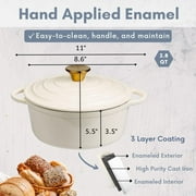 Lexi Home 2.8-Qt Enameled Cast Iron Dutch Oven with Lid & Loop Handle, Cream