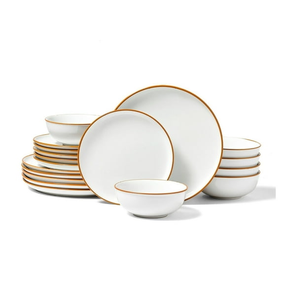 18 PCS Dinnerware Set Ceramic Plates and Bowls Sets Service for 6 White