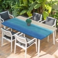 thumbnail image 2 of Blue Teal Beige Ombre Table Cloths for 3 Foot Rectangle Tables, Modern Abstract Art Abstract Patio Waterproof Elastic Fitted Tablecloths, Washable Rectangular Table Cover for Camping, 2 of 8