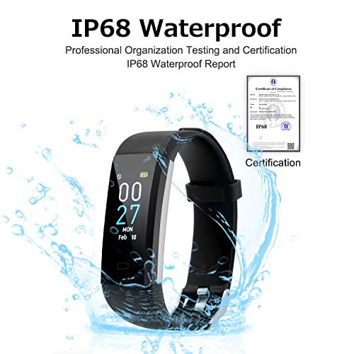 Calorie Counter Clock IP68 Waterproof for Women Men Vabogu Fitness Tracker HR Vibrating Alarm with Blood Pressure Heart Rate Monitor Pedometer Sleep Monitor 