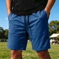 thumbnail image 3 of Men's Cotton Blend Drawstring Shorts Lightweight Quick Dry Athletic Workout Gym Running Casual Summer Sports Shorts for Men, 3 of 3