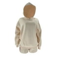 thumbnail image 6 of FEORJGP Women 2 Piece Sweatsuit Long Sleeve Hoodies Solid Color Hooded Sweatshirt Pullover Jumper Tops and Shorts Outfits Trendy Loose Casual Fit Loungewear for Summer Spring, 6 of 9