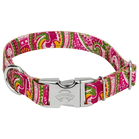 Country Brook Petz® Premium Pink Paisley Reflective Dog Collar Medium