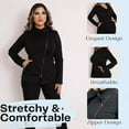 thumbnail image 4 of All in Beauty Black top Scrubs for Women, Aestheticians Uniform for Spa, Black Zipper Long Sleeves Stylist Jacket (XL), 4 of 6