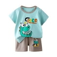 thumbnail image 3 of YUSIM Toddler Boys Summer Outfits Set- Short Sleeve Casual Soft Cotton Cute Kids T Shirts and Shorts Clothes Light Blue Size 1 T, 3 of 4