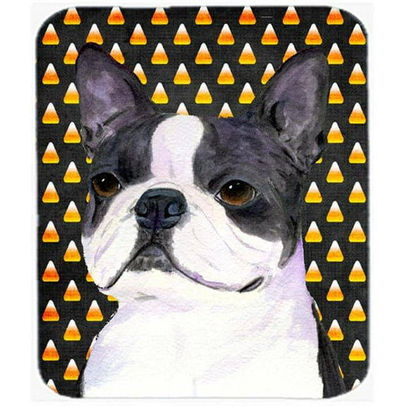 Boston Terrier Candy Corn Halloween Portrait Mouse Pad, Hot Pad or Trivet