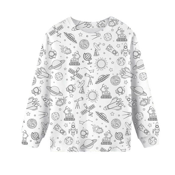 Kids Boys Girls Summer T-Shirts Casual Diy Hand Painted Top Personality Long Sleeve Loose Fit Tee Blouse Daily Spring Shirts For Kid 11-12T