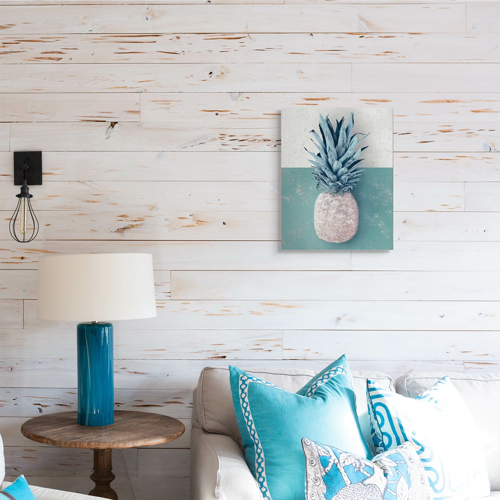 Stupell Industries Tropical Pineapple Fruit Muted Green Beige Food & Beverage Painting Gallery Wrapped Canvas Art Print Wall Art, 16 x 20