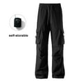 thumbnail image 6 of MELDVDIB Mens Cargo Pants Baggy Drawstring Waist Wide Leg Pant Fashion Casual Solid Color Work Trousers with Pockets Black 2XL, 6 of 6