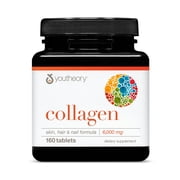 Youtheory Advanced Collagen with Vitamin C - 6,000 mg Hydrolyzed Collagen Peptides & Amino Acids - Hair, Nails, Joints & Bones Support - 160 Tablets (26-Day Supply)*