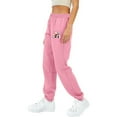 thumbnail image 4 of Brondbend Womens Joggers with Pockets Womens Sweatpants High Elastic Waisted Christmas Print Drawstring Workout Trousers Plus Velvet Basic Fit Running Fitness Comfortable Pants,Pink, 4 of 4