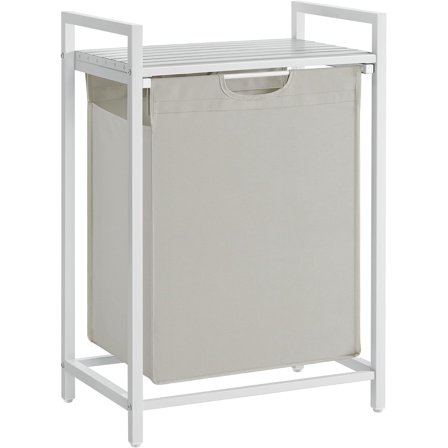 Laundry Hamper, Laundry Basket, Laundry Sorter with A Pull-Out and Removable Bag, Shelf 17.2 Gallons, 19.7 x 13 x 28.4 Inches, White