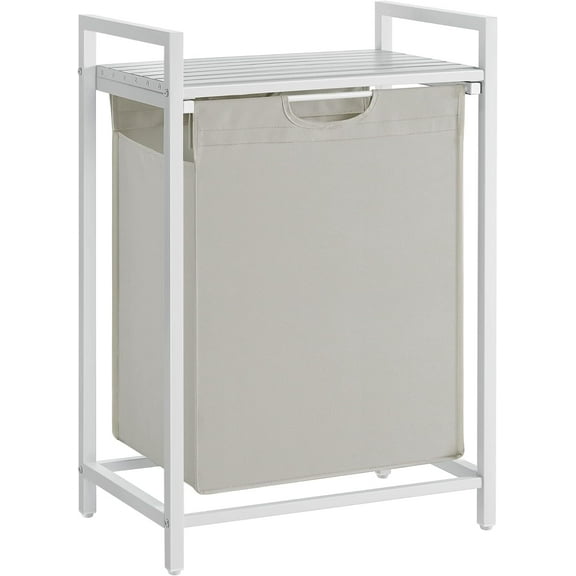 Laundry Hamper, Laundry Basket, Laundry Sorter with A Pull-Out and Removable Bag, Shelf 17.2 Gallons, 19.7 x 13 x 28.4 Inches, White