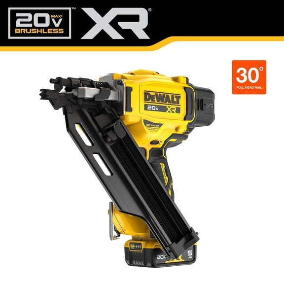Dewalt DCN930P1 20V MAX Brushless Lithium-Ion 30-Degree Cordless Paper Tape Framing Nailer Kit (5 Ah)