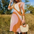 thumbnail image 4 of Abstract Orange Pink Swirl Pattern Dress Summer Dresses Woman Street Style Big Size Casual Dress, 4 of 9