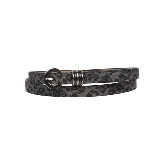 Women's 5/8" Faux Leopard Animal Fur Skinny Non Leather Belt
