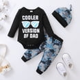 thumbnail image 3 of Infant Baby Boys Clothes Baby Boys Outfits 6-12 Months Baby Boys Long Sleeve Glasses Print Romper Top Pants Hat 3PCS Set Black, 3 of 9