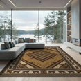 thumbnail image 2 of ODIKA 6'x9' Washable Area Rug Patchwork Faded Stripe Symmetrical Panel Arrangement Round Contrasting for Queen Size Bedroom, Under Bed, Master Suite, Easy Care, Non-Shedding, 2 of 7