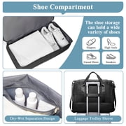 SYCNB Large Weekend Bag for Women, Best Weekender Travel Bag with Shoes Compartment, Duffel Tote Bag for Gym Travel Hospital, Carry-On Overnight Bag, Black