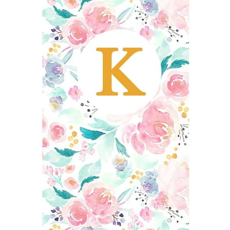 K: Monogram Initial K Notebook for Women, Girls and School, Pink Floral 5.5 X 8.5 Large (Lined Paper) 132 Pages