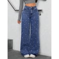 thumbnail image 4 of Women High Waisted Jeans Boyfriend Baggy Wide Straight Leg Casual Denim Pants Trousers L, 4 of 9