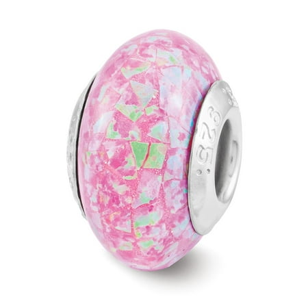Mia Diamonds 925 Sterling Silver Reflections Pink Synthetic Opal Mosaic