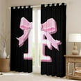 thumbnail image 2 of Erosebridal Initial Letter F Curtains Pack of 2 (38x45), Black Pink 30%-50% Black Out Curtains, Kawaii Bow-tie Curtains for Living Room, Window Curtains Room Decorative, 2 of 6