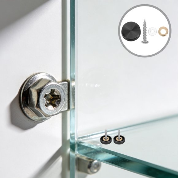 OUNONA 10Jgo De Montaje Para Con Tornillos Y Tapas De Inoxidable En Negro