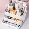 thumbnail image 4 of kurtrusly Makeup Organizer Plastic Storage Box Drawer Desktop Cosmetic Case Multifunctional Lid Dustproof For Skincare Home Triple/white, 4 of 9