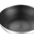 thumbnail image 3 of Stainless Steel Wok Pan Double Sided Honeycomb 3 Layer Prevent Sticking Easy Cleaning Wok for Kitchen 32cm/12.6in (No Lid and No Ears), 3 of 3