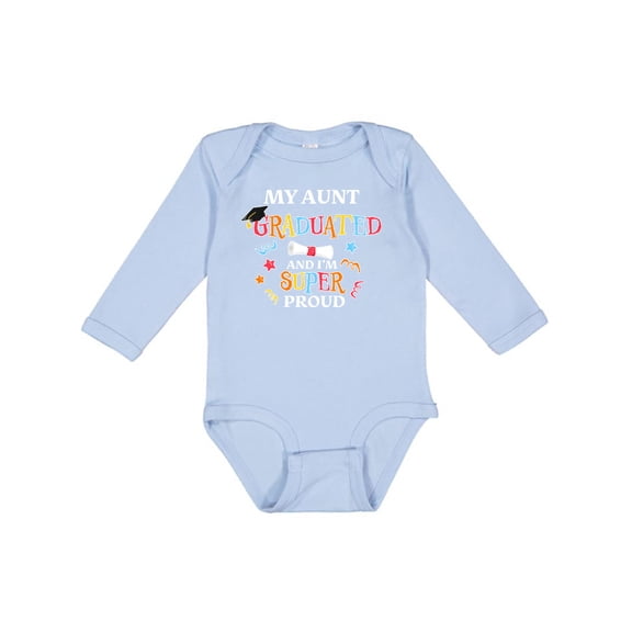 Inktastic My Aunt Graduated and I'm Super Proud Boys or Girls Long Sleeve Baby Bodysuit