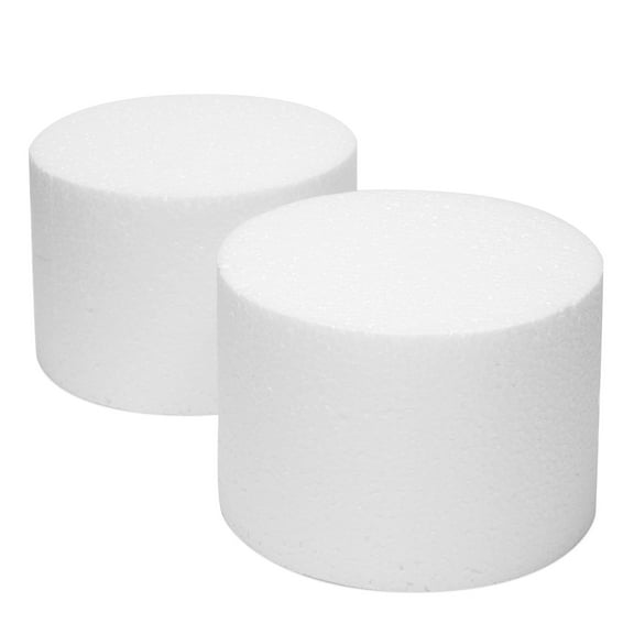 Bright Creations Cake Dummy Foam Cylinder Set - 6 In x 4 In, White, 2-Pack - Reusable Foam Craft Cylinders for Decorating Practice
