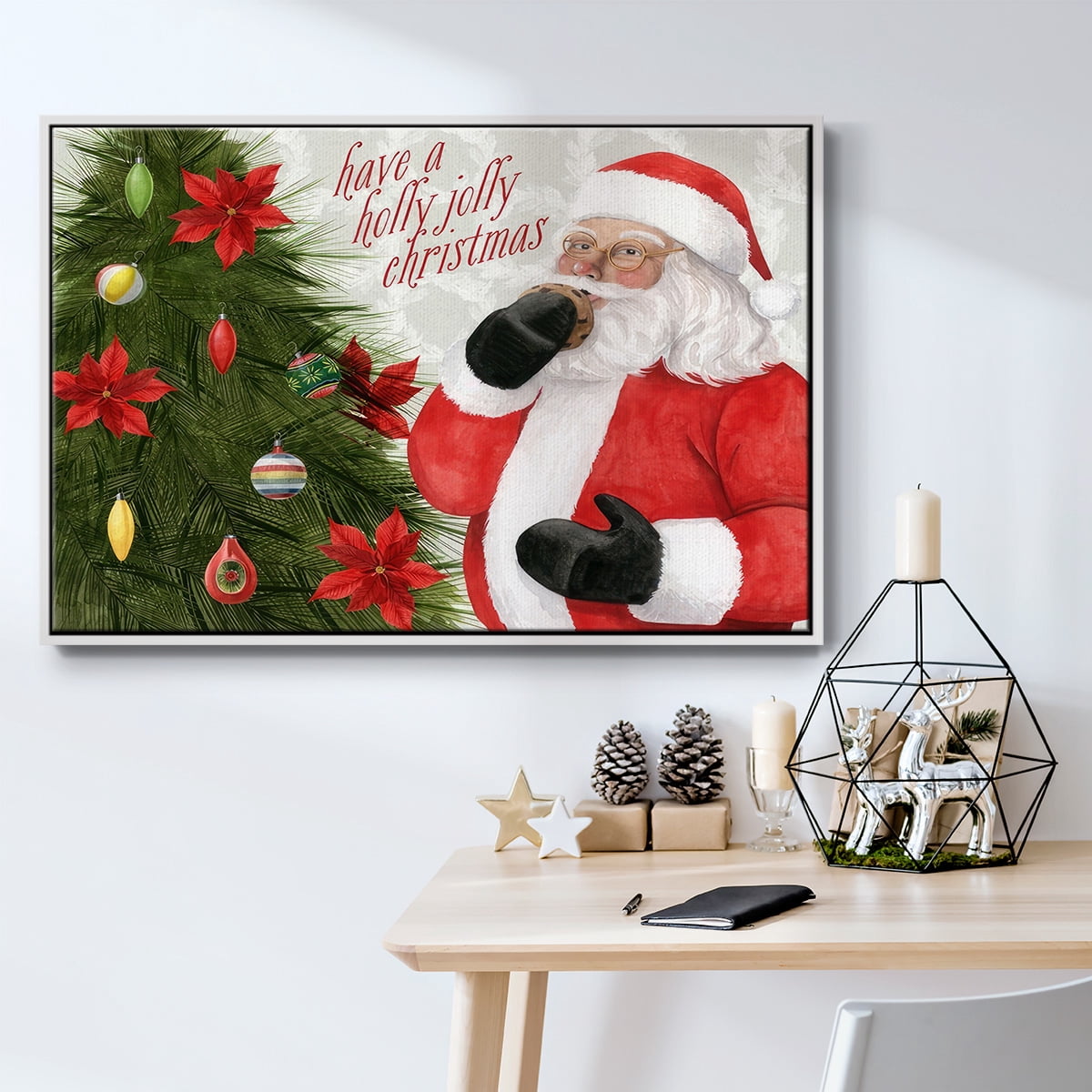 Arose Such a Clatter Collection A - Framed Gallery Wrapped Holiday Canvas - 27 x 41 - White Frame