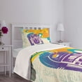 thumbnail image 5 of Ambesonne Vintage Quilted Bedspread Set 2 Pcs, Retro Vintage Radio Music, Twin Size, Purple and Blue, 5 of 6