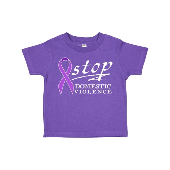 Inktastic Stop Domestic Violence-purple Ribbon Boys or Girls Toddler T-Shirt