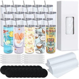 Joyclub 20oz Sublimation Tumblers 10 Pack - Stainless Steel Straight Skinny Cups With Lids & Straws
