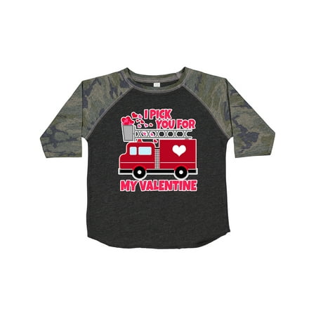 

Inktastic I Pick You for My Valentine with Red Firetruck Gift Toddler Boy or Toddler Girl T-Shirt