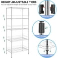thumbnail image 5 of BestOffice 5-Shelf Adjustable Wire Shelving Unit Metal Shelf Layer Rack Strong Steel Organizer Wire Rack 24" L x 14" W x 60" H for Restaurant Garage Pantry Kitchen Garage,Chrome, 5 of 8