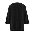 thumbnail image 5 of Scyoekwg Women Short Sleeve Shirts Tops V Neck Three-quarter Sleeve Tshirt Loose Shirts Dressy Casual Blouses Trendy Lightweight Solid Color Blouses (Black,XXL), 5 of 6
