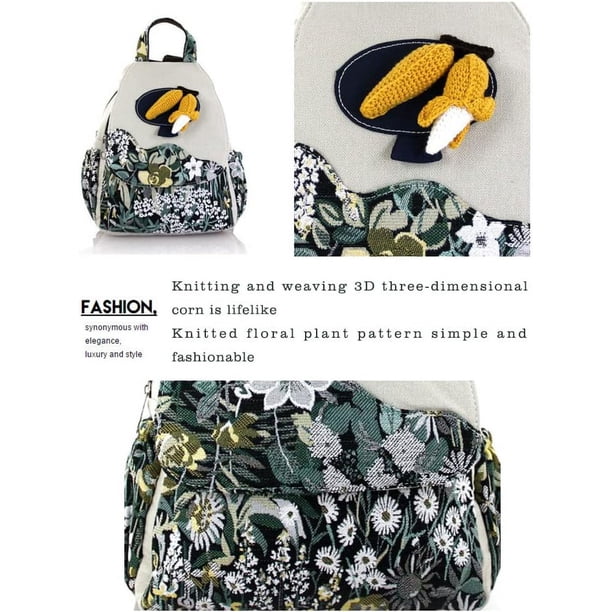 Womens Hippie Cotton Hemp Cloth Backpack Boho Vintage  display picture 3