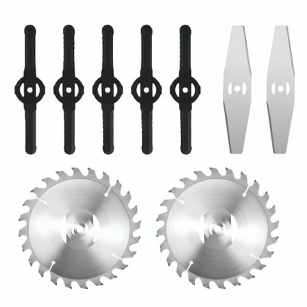 KingFurt 6-Inch Universal Weed Eater Wacker Blades Kit - 2 Circular Saw   2 Metal Blades   5 Nylon Trimmer Blades, Bubble Bag Packaged
