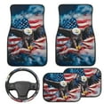 thumbnail image 2 of Pzuqiu Automotive Floor Mats Easy Installation All Weather Vehicle Steering Wheel Protector Eagle American Flag Car Mats Set Dust Proof Car Interior Accessories Fashion for SUV, Vans,Truck 5 Pcs, 2 of 6