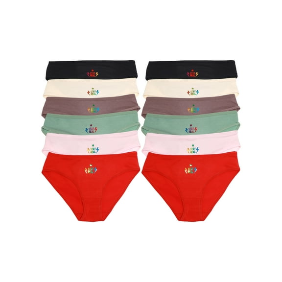 Angelina Women's Cotton Bikini Panties with Holographic Design on the Center (12-Pack)