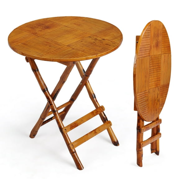 Ktaxon 2.3Ft Round Foldable Outdoor Wood Table, Use for Patio, Bistro, Yard, Deck, Lawn, and Dining Room Use