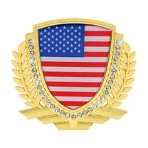 Ysmzzmsy 1 PCS Country Flag Shield Car Emblem, 3.35x3.15 inches, Gold Metal Frame with Crystals, Decorative Auto Badge